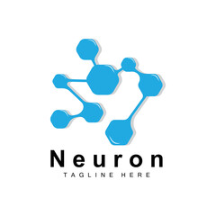 Neuron Logo Design Vector nerve cell illustration Molecular DNA health brand