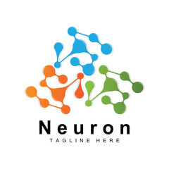 Neuron Logo Design Vector nerve cell illustration Molecular DNA health brand