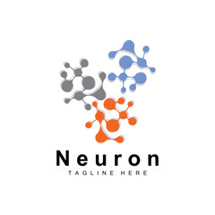 Neuron Logo Design Vector nerve cell illustration Molecular DNA health brand