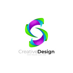 Abstract letter S logo template, 3d colorful