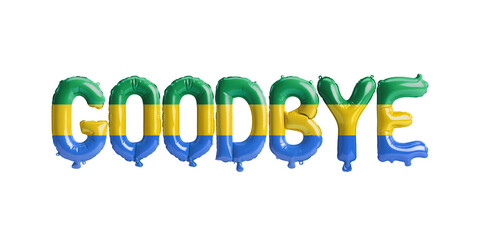 3d illustration of goodbye letter balloon in Gabon flag isolated on white background