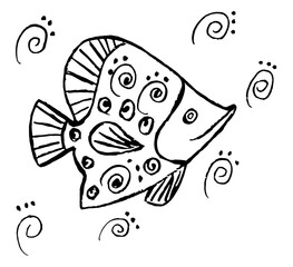 Obraz premium Abstract black fish on a white background