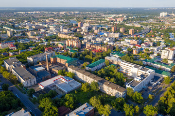 Fototapeta na wymiar Aerial view of Penza town on sunny summer day. Penza Oblast, Russia.