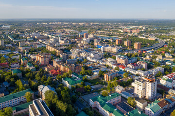 Fototapeta premium Aerial view of Penza town on sunny summer day, Russia.