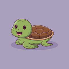 Cute Turtle Cartoon Swimming. Turtle Icon Concept. Flat Cartoon Style. Suitable for Web Landing Page, Banner, Flyer, Sticker, Card