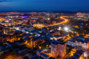 Fototapeta na wymiar Aerial view of Penza town on summer night. Penza Oblast, Russia.