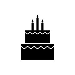 Graphic flat birthday cake icon for your design and website