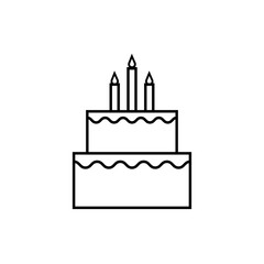 Graphic flat birthday cake icon for your design and website