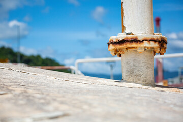 Rust damage paint and corrosion flange on the roof tank.