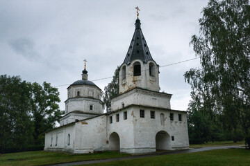Fototapeta na wymiar View of Preobrazhenskaya church in Radishchev estate onn cloudy summer day. Radishchevo, Penza Oblast, Russia.