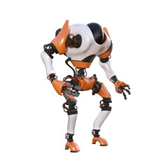 Cartoon roboter. Character for collages, Clipart, photobashing. 3d rendering illustration PNG.