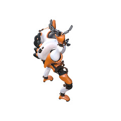 Cartoon roboter. Character for collages, Clipart, photobashing. 3d rendering illustration PNG.