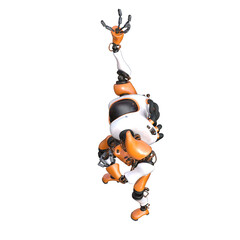 Cartoon roboter. Character for collages, Clipart, photobashing. 3d rendering illustration PNG.