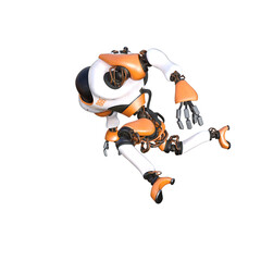 Cartoon roboter. Character for collages, Clipart, photobashing. 3d rendering illustration PNG.