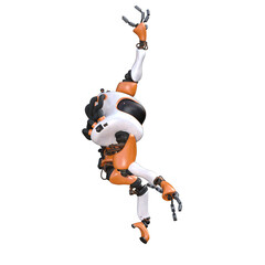 Cartoon roboter. Character for collages, Clipart, photobashing. 3d rendering illustration PNG.