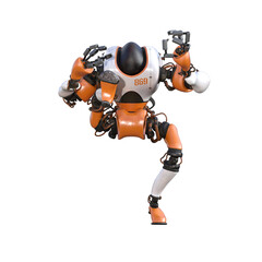 Cartoon roboter. Character for collages, Clipart, photobashing. 3d rendering illustration PNG.