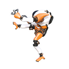 Cartoon roboter. Character for collages, Clipart, photobashing. 3d rendering illustration PNG.