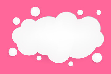 White cloud paper speech bubble shape pink background