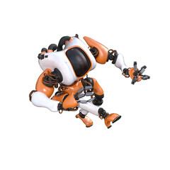 Cartoon roboter. Character for collages, Clipart, photobashing. 3d rendering illustration PNG.