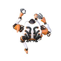 Cartoon roboter. Character for collages, Clipart, photobashing. 3d rendering illustration PNG.