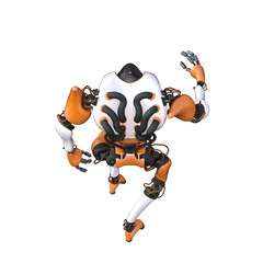 Cartoon roboter. Character for collages, Clipart, photobashing. 3d rendering illustration PNG.