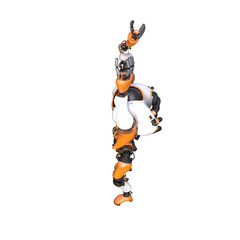 Cartoon roboter. Character for collages, Clipart, photobashing. 3d rendering illustration PNG.