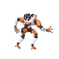 Cartoon roboter. Character for collages, Clipart, photobashing. 3d rendering illustration PNG.