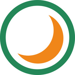 crescent moon in green circle