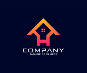 Real state House Modern letter H Logo Design