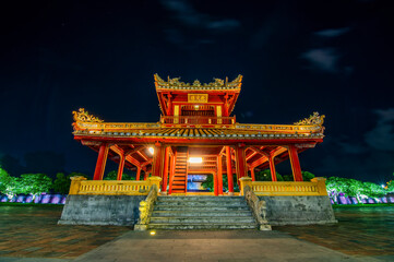 View of Hue Citadel and view of Hue city, Vietnam. Emperor palace complex, Hue Province, Vietnam