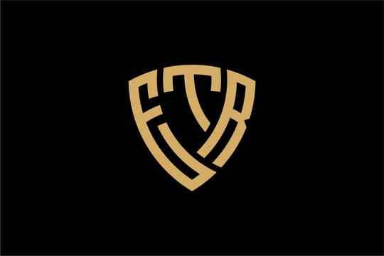 ETR creative letter shield logo design vector icon illustration