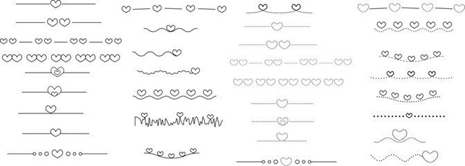 Big set heart line design,
cute element, hand drawn, doodle style for love,valentine,baby.vector illustration