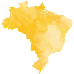 Brazil map water color illustration styles isolated on white background.