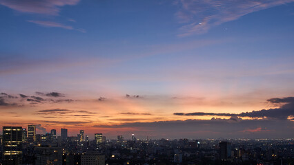 Fototapeta premium aerial view of mexico city during sunrise