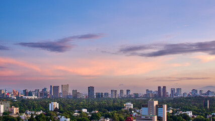 Fototapeta premium sunset view of polanco, mexico city