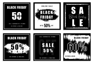Black Friday promotion web banner for social media template. Black Friday Sale banner for social media.