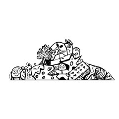 Doodle baby with black liner on a white background for your design isolated, hand drawn illustration