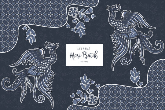 Traditional Batik Pattern from Indonesia Vector Illustration. Batik Motifs Cloth. Batik National Day Design for Poster Banner Template Flyer. 