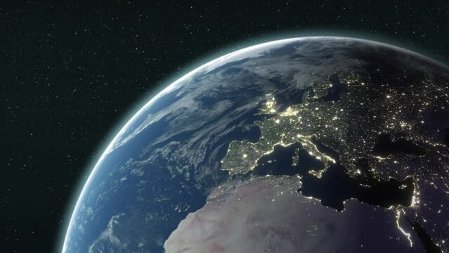 Animation of satellite view of Earth during the night