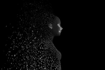 Digitally generated image of pixelated 3D female 
