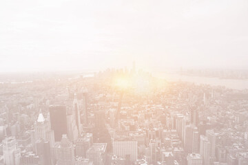Skyline van New York met fel licht