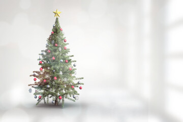 Christmas tree in bright room