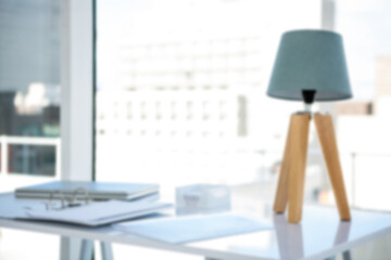 Electric lamp on table