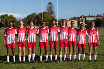 Rugby team standing in front of the camera