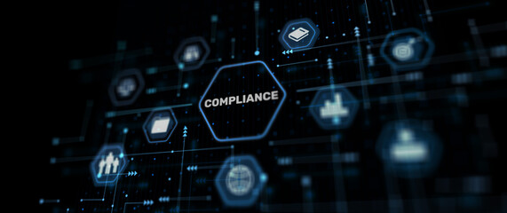 Compliance Rules Law Business Technology concept abstract illustration