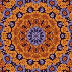 Colorful mandala frame border abstract geometry illustration