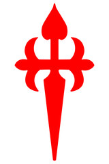 symbol of the cross of Santiago de Compostela. A sword and liz's flower. Galicia, Spain.