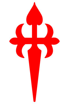 symbol of the cross of Santiago de Compostela. A sword and liz's flower. Galicia, Spain.