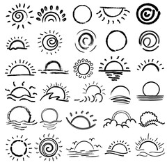 Fototapeta premium Collection of sun hand draw.