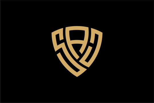 SAJ creative letter shield logo design vector icon illustration